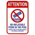 thumbnail image 1 of Attention No Inflatable Items In The Pool Sign, Pool Sign, Vinyl Sticker, 1 of 1
