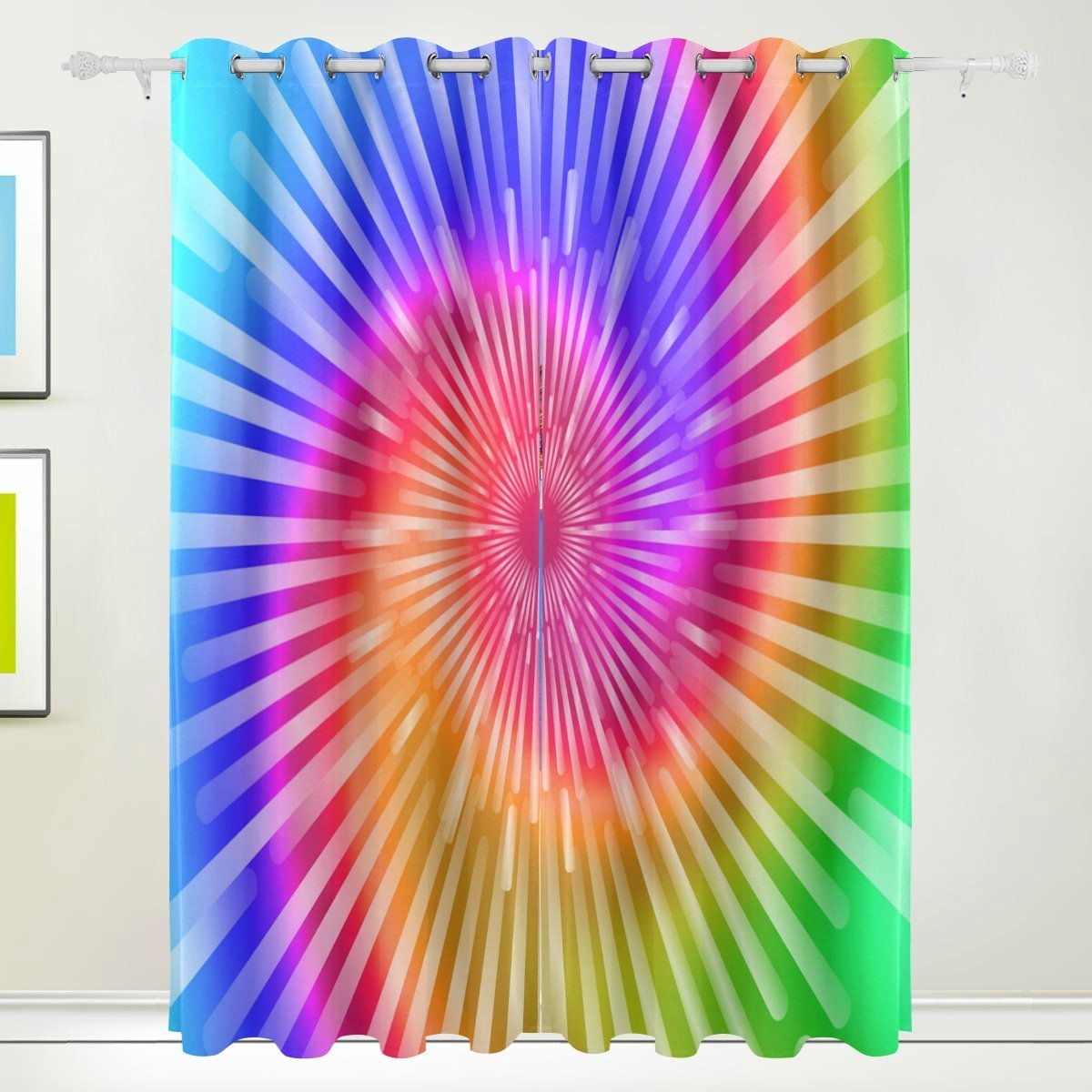 POPCreation Tie Dye Colors Window Curtain Blackout Curtains Darkening