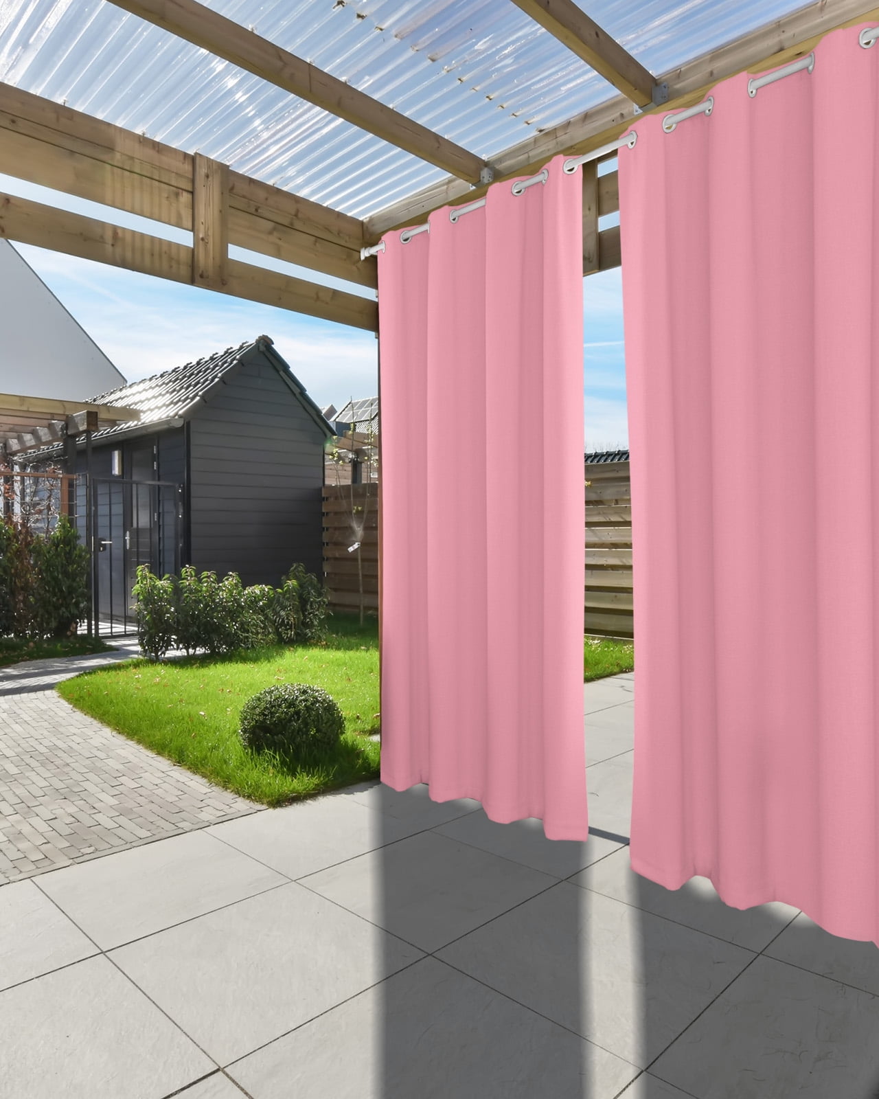 nqOlkjepod Outdoor Curtains for Patio Waterproof, Pink Outdoor Privacy Panels Grommet, Pure Pink Blackout Outside Curtains for Porch/Cabana/Pergola/Gazebo 54"x95", 2 Panels