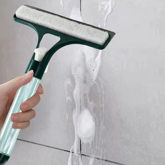 3-in-1 Window Cleaning Scraper with Sprayer - Professional Squeegee, Scrubber & Glass Cleaner Tool for Home, Car, Shower & Mirrors - All-Purpose Window Washer for Streak-Free Shine