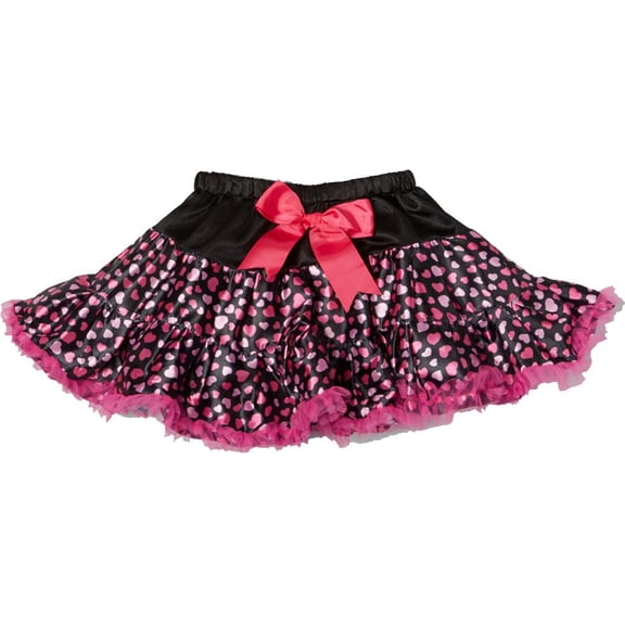 Wenchoice Black & Pink Heart Satin Tutu - Girls L(5T-6T)