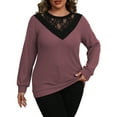 thumbnail image 6 of a.Jesdani Plus size Sweatshirts for Women Crewneck Casual Lace Patchwork Pullover Sweater m, 6 of 6