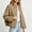 Brown, variant on Womens Oversized Funnel Neck Bomber Puff Jacket Windproof Waterproof Lightweight Shacket Spring Fall Outerwear