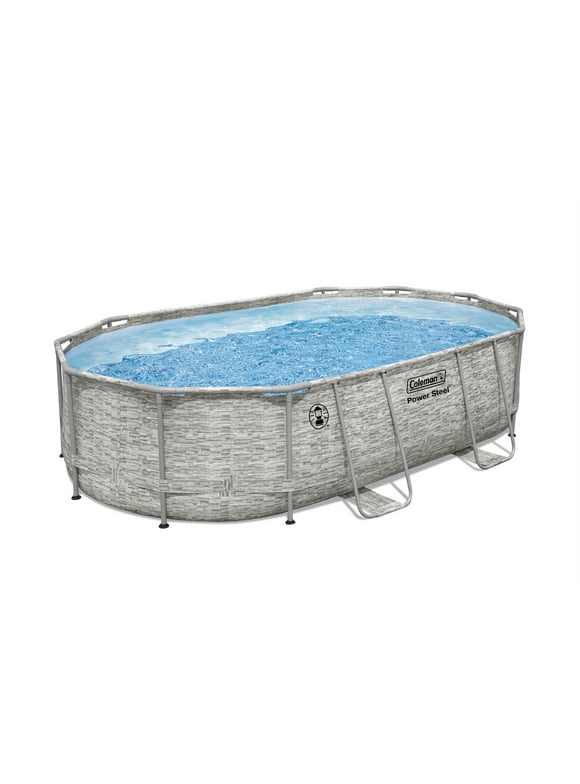 Coleman Power Steel 16 ft. x 10 ft. x 42 in. Oval Metal Frame Above Ground Pool Set