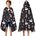 thumbnail image 3 of Ballerina Princess Swan Pattern Hooded Bath Towel，50"x30" for Ages 3 To 12 Kids, Quick Dry Lightweight Soft Microfiber Hood Beach Towel Cover Up for Kids, 3 of 7