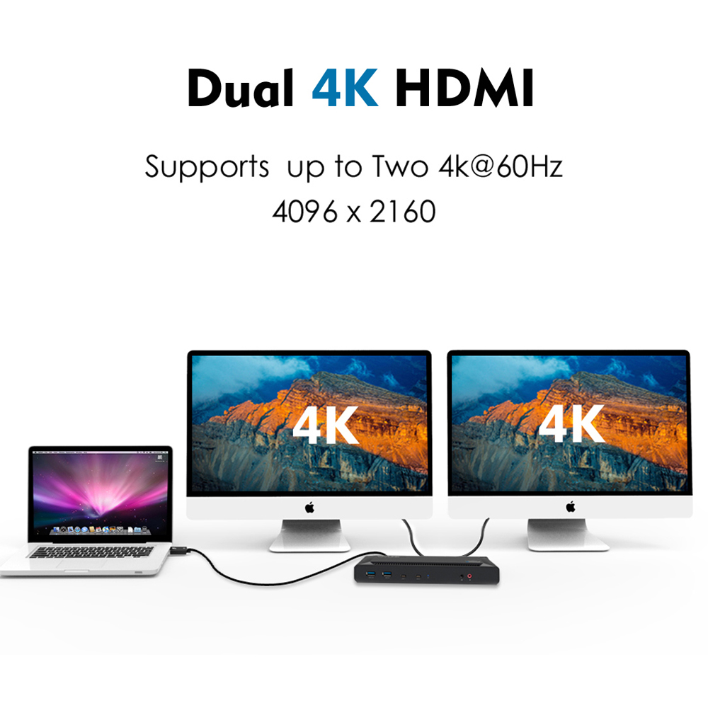 laptop dock station Dual 4K HDMI&DP with Power Delivery, Compatible with New MacBook Neo, Dual 4K@60Hz & 5K@60Hz, Gigabit Ethernet, Display, HDMI, USB3.0,Universal Docking Station