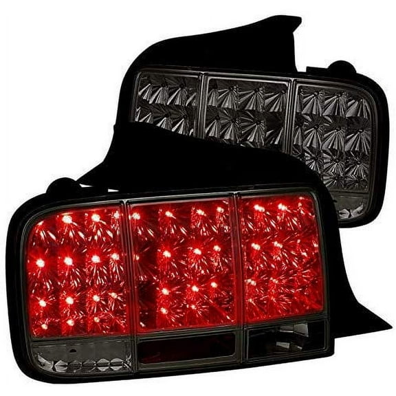 Sequential LED Tail Lights Rear Brake Lamp In Chrome Housing Smoke Lens Made For And Compatible With 2005 - 2009 Ford Mustang 05 06 07 08 09