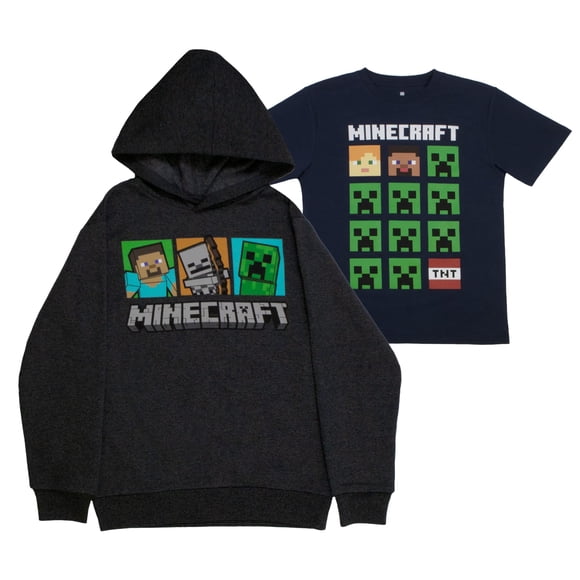Pack de 2 sudaderas con capucha y camiseta de Minecraft Clothing para niños
