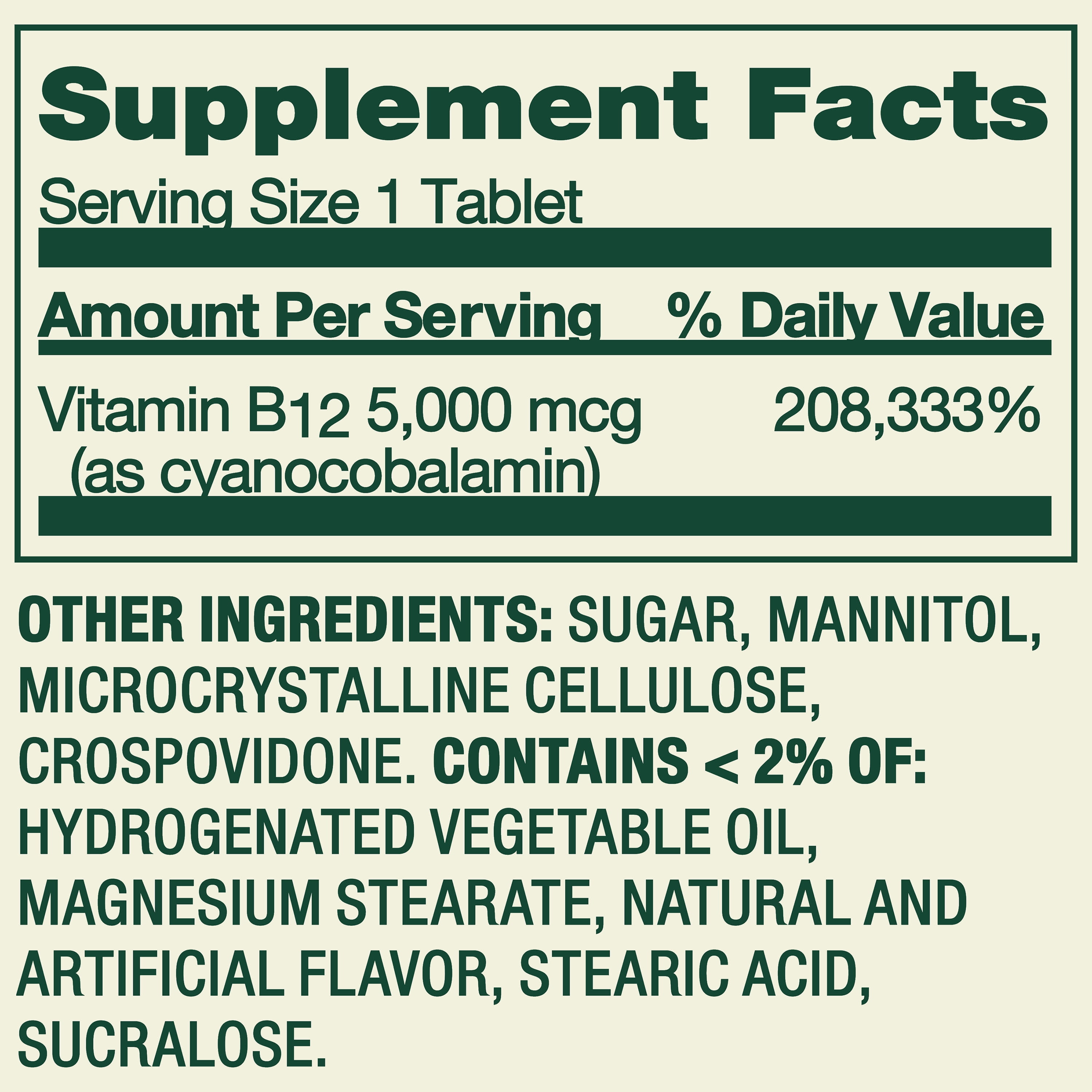 Spring Valley Fast-Dissolve Extra Strength Vitamin B12 Dietary Supplement Tablets for Metabolism Support, Mixed Berry, 5000 mcg, 45 Count
