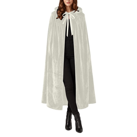 Iyufng Mens Womens Velvet Hooded Mid-Length Cape Front Tie Cloak Cosplay Outfit for Halloween Carnival Photo Shoot