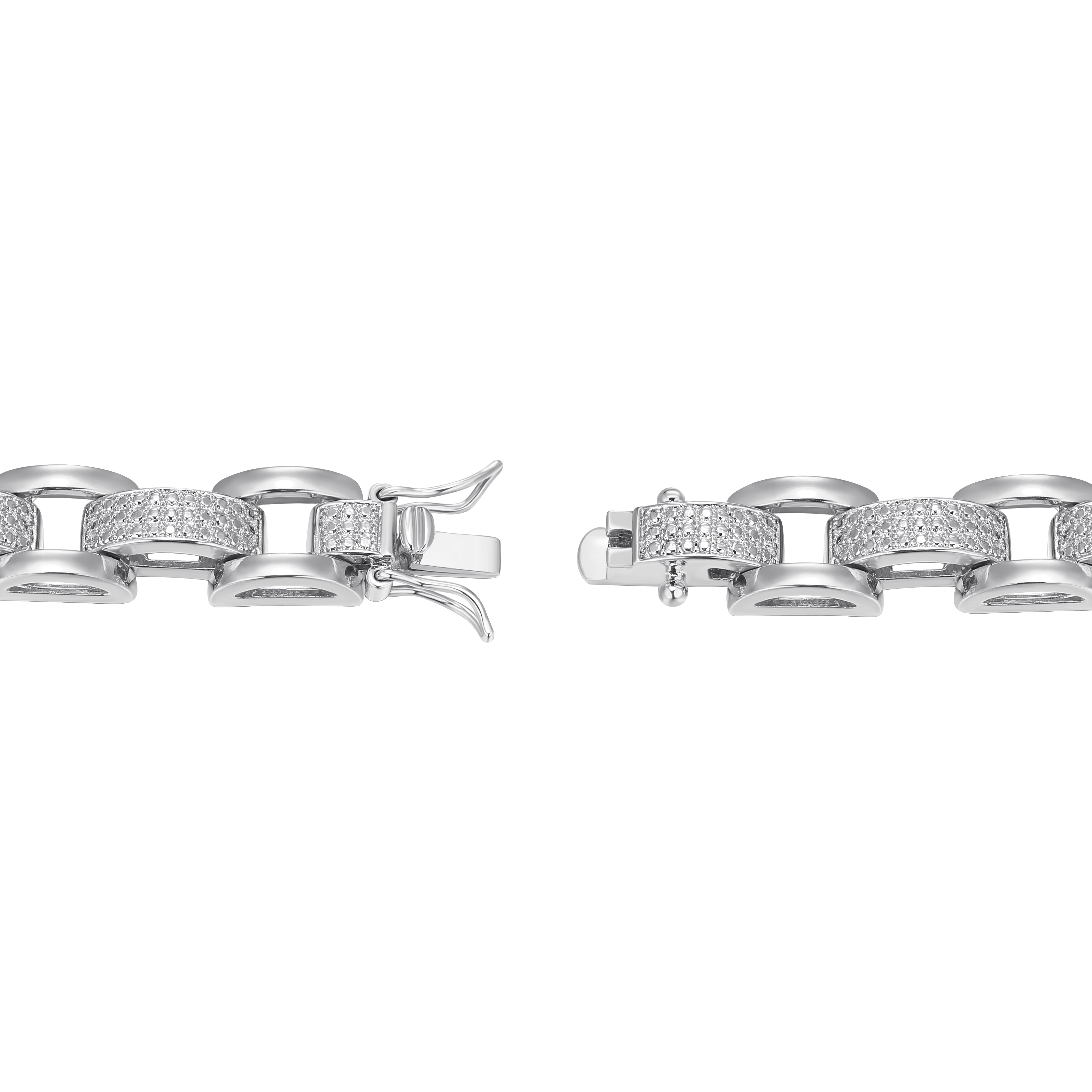 Forever Facets Diamond Accent Chunky Link Bracelet in Rhodium over Bronze, Adult Female
