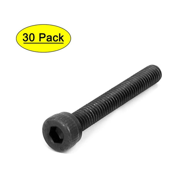 Unique Bargains Metal Hex Socket Cap Head Screws Bolts Fastener Black M4 x 30mm 30 Pcs