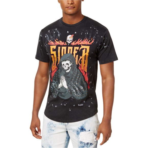 Reason Mens Sinner Graphic T-Shirt, Grey, XX-Large