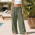 thumbnail image 6 of ANINEO Women Plus Size Linen Pants For Loose Fit Casual Drawstring Waist Elastic Ankle Trousers With Pockets Comfortable Breathable Summer Wide Leg Palazzo Solid Color Cozy Daily Female Slacks, 6 of 9
