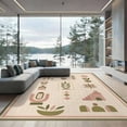 thumbnail image 2 of ODIKA 8'x10' Washable Area Rug Pink Green Geometric Floral Design Modern Abstract Shapes with Botanical Motifs for Dining Room, Large Office, Lounge, Non-Slip Chair-Friendly Mat, 2 of 7