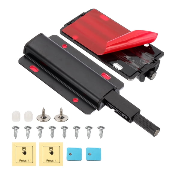 Uxcell Magnetic Push Latch, Push to Open Door Latch Cabinet Hardware Hidden Push Touch Latch Black 2 Pcs