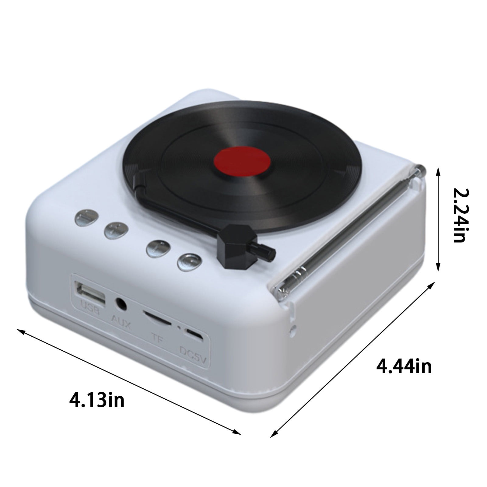 LACKUST Record Player Wireless Bluetooth Sound Retro Creatives Mini Portable Card Insert Small Speaker Subwoofer Gift,White