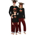 thumbnail image 1 of Sinhoon Matching Family Pajamas Sets Christmas Matching Holiday Pjs Letter Print Top and Plaid Pants Sleepwear (Black-Women/XXL), 1 of 7