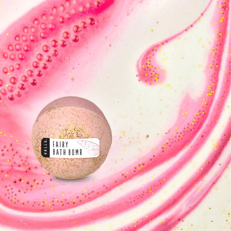 HALLU Fairy Bath Bomb Pink Bath Bomb Island Hibiscus Scent 140g 