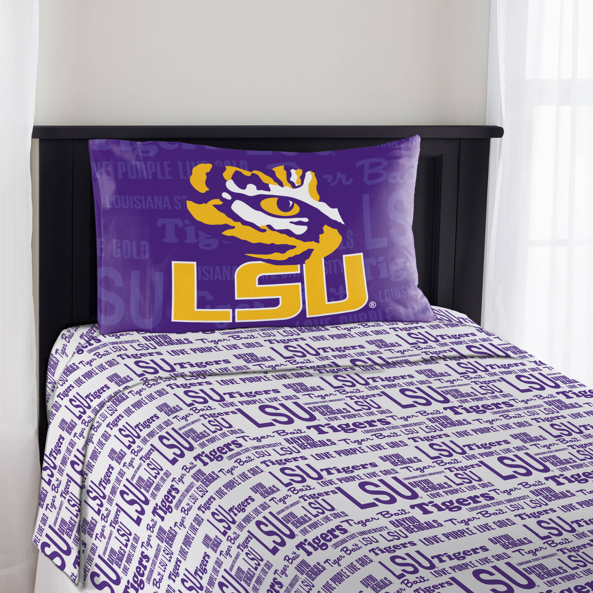 LSU Tigers Full Comforter & Sheet Set NEW! NCAA 5 Piece Bedding 