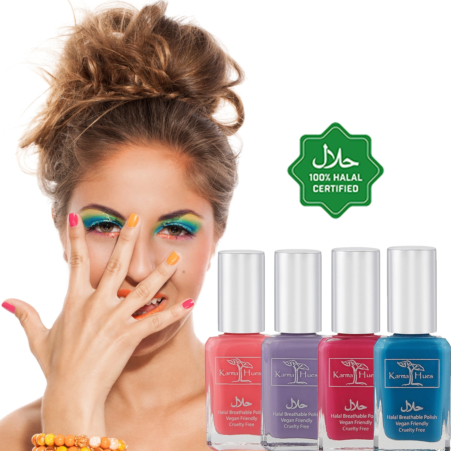 Karma Organic Beautiful Halal Certified Nail Polish gift set- Truly Breathable Cruelty Free and Vegan - Oxygen Permeable Wudu Friendly Nail Enamel (Oasis)