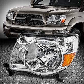 4pc Headlight & Corner Light Set For Toyota Tacoma 2001-2004 | White Headlights Black Corners | DOT SAE-995302