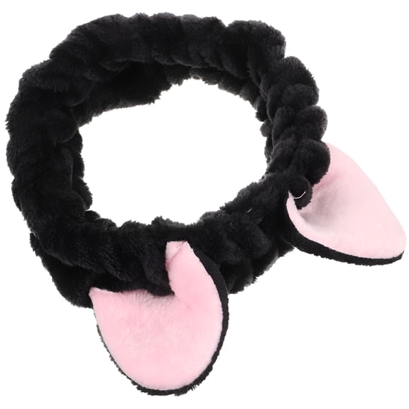 TELOLY Plush Cat Ear Spa Headband for Women,Soft Hair Band for Makeup,Face Washing,Hair Fixing,Comfortable And Stylish,Black Cat Ears Headband