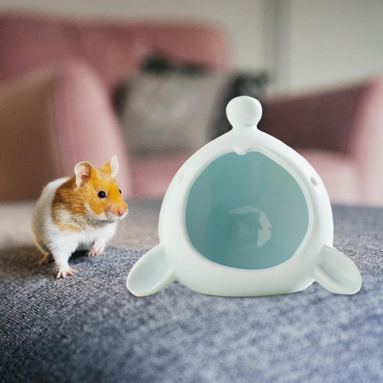 Stgfyxgs Ceramic Hamster Habitat Hideout, Hamster House Hut Cave Habitat Decoration Ceramic Cave Cool Pet Bed Outdoor for Small Animal Blue