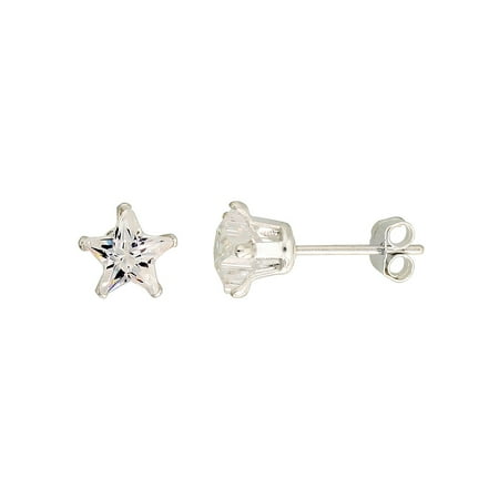 Sterling Silver Cubic Zirconia Star Earrings Studs 6 Mm Sterling Silver Cubic Zirconia Star Earrings Studs 6 Mm