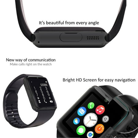 Indigi - Black GT8 Bluetooth 2in1 SmartWatch & Phone w/ Pedometer & Sleep Monitor as well as