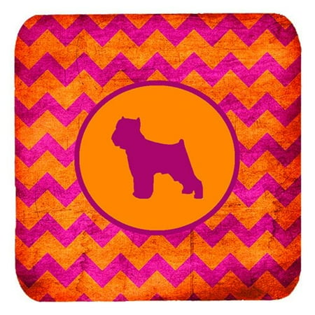 

Brussels Griffon Chevron Pink And Orange Foam Coasters Set Of 4