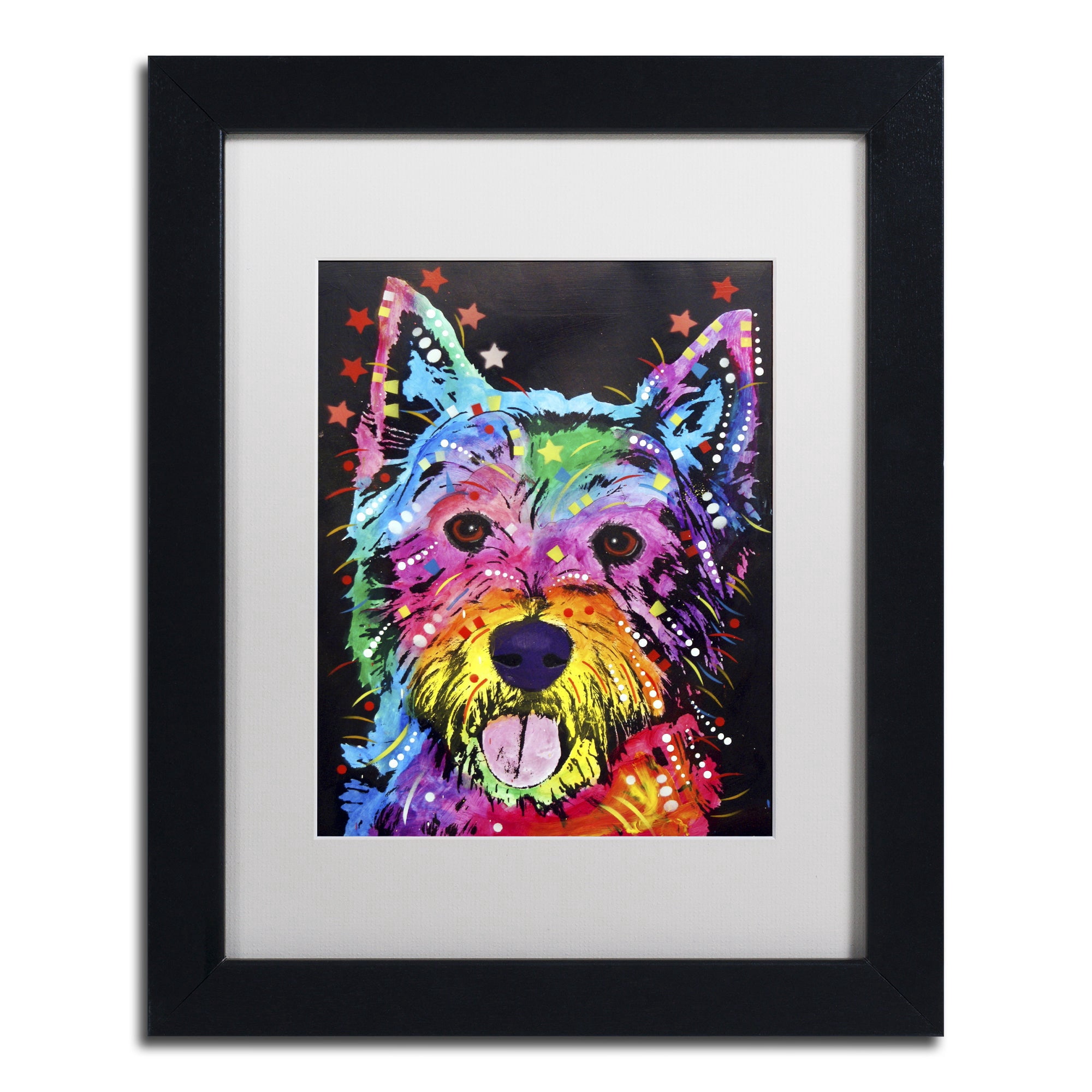 Trademark Fine Art "Westie" Canvas Art by Dean Russo, White Matte, Black Frame