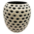 thumbnail image 4 of Bergamo Art Decorative Handmade Carved Lattice Glass Vase in Beige, 4 of 6