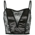 thumbnail image 4 of YONGHS Women Floral Lace Camisole Crop Top See Through Spaghetti Strap Vest S-L, 4 of 7