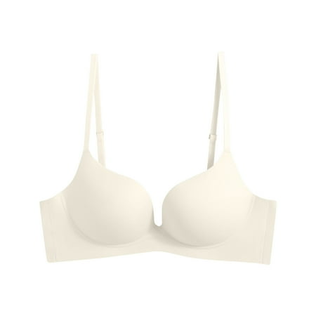 GEWSEY Women s Push Up Bra No Underwire Comfortable Wireless Bras Padded Plunge White  75AB