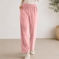 thumbnail image 7 of Ohufall Fleece Pajama Pants for Women Stretchy Wide Leg Sleep Pant Pockets Comfortable Solid Color Home Lounge Pants, 7 of 7