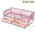 thumbnail image 5 of Bellemave Twin XL Montessori Bed with Storage Drawers and Guardrail, Wood Twin XL Low Profile Floor Bed Frame with Door, Daybed with Fence and Slat Support, Pink, 5 of 7