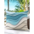 thumbnail image 6 of Outdoor Pillows Waterproof, Aqua Beige Ombre Bedding Throw Pillows with Insert for Couch Sofa Bed, Modern Abstract Moire Art Geometric 16x16 Inch Pillowcases Decorative Camping Patio Pillow Set of 1, 6 of 8