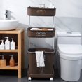 thumbnail image 3 of Laundry Basket Multilayer Removable Bathroom Trolley Storage Basket with Wheels, 3 of 10