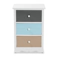 thumbnail image 4 of Baxton Studio Kalila Modern and Contemporary White and Multi-Colored Finished Wood 3-Drawer Nightstand,Wholesale, 4 of 10