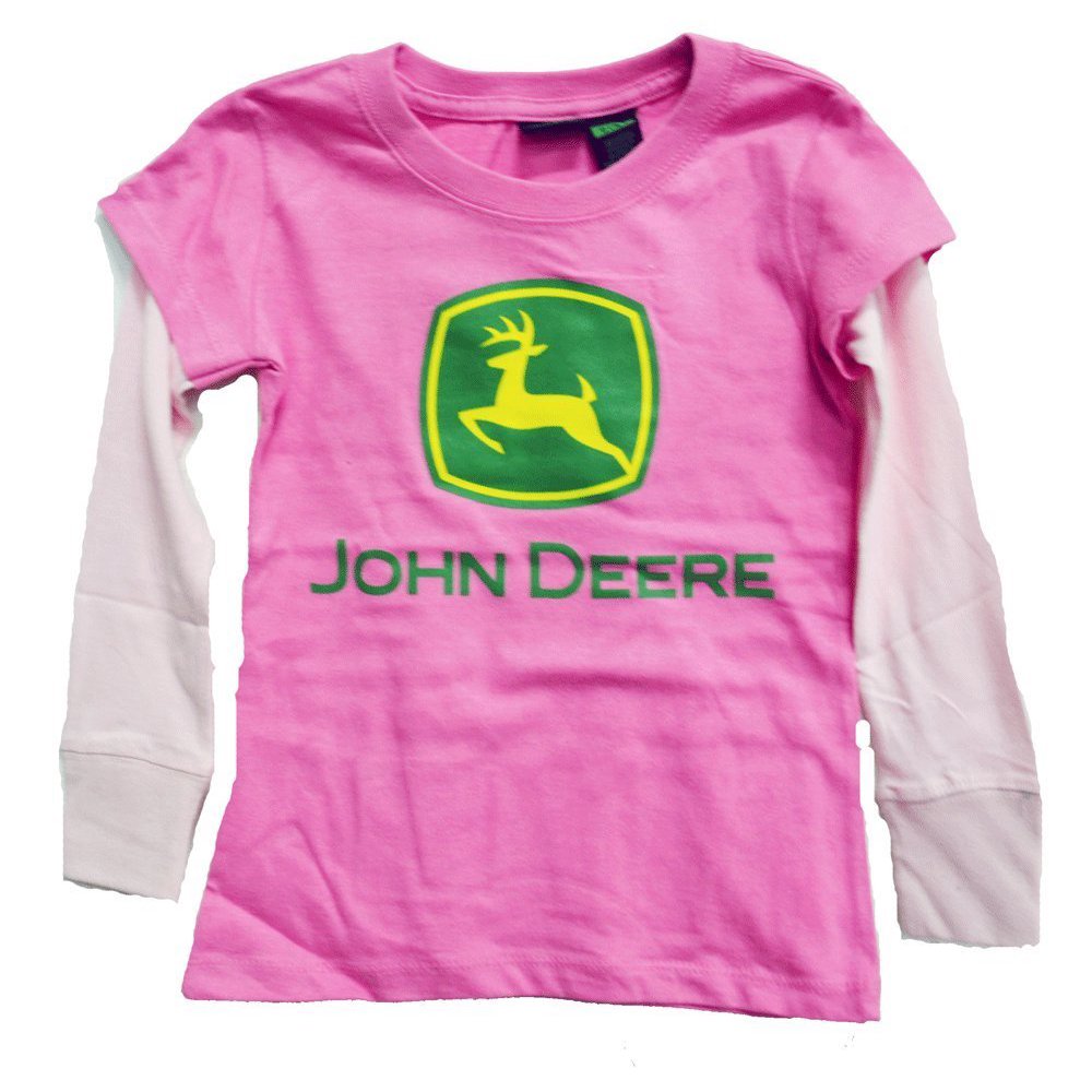 John Deere Youth Girls John Deere Layered Long Sleeve Logo TShirt