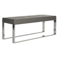 thumbnail image 2 of SAFAVIEH Marc Modern Glam Upholstered Rectangular Bench, Grey/Chrome, 2 of 5