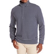 nautica new blue white men size large l stripe mock neck quarter zip sweater