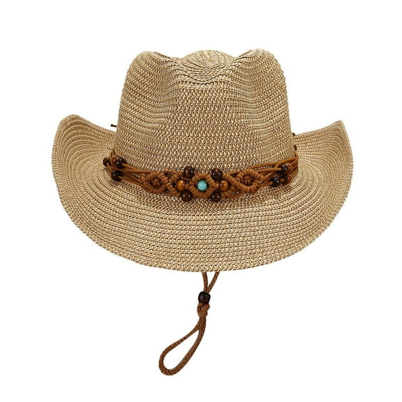 Riforla Summer Outdoor Casual Style Holiday Panama Style Shade Straw Hat Sun Hat Beach Hats for Women Khaki M
