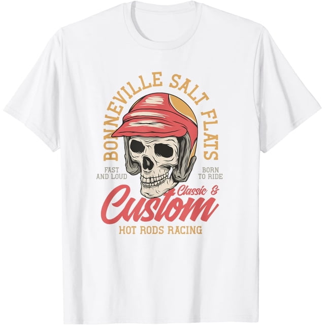 Hot Rod Costum Garage Skeleton Old School Racing Skull Camiseta