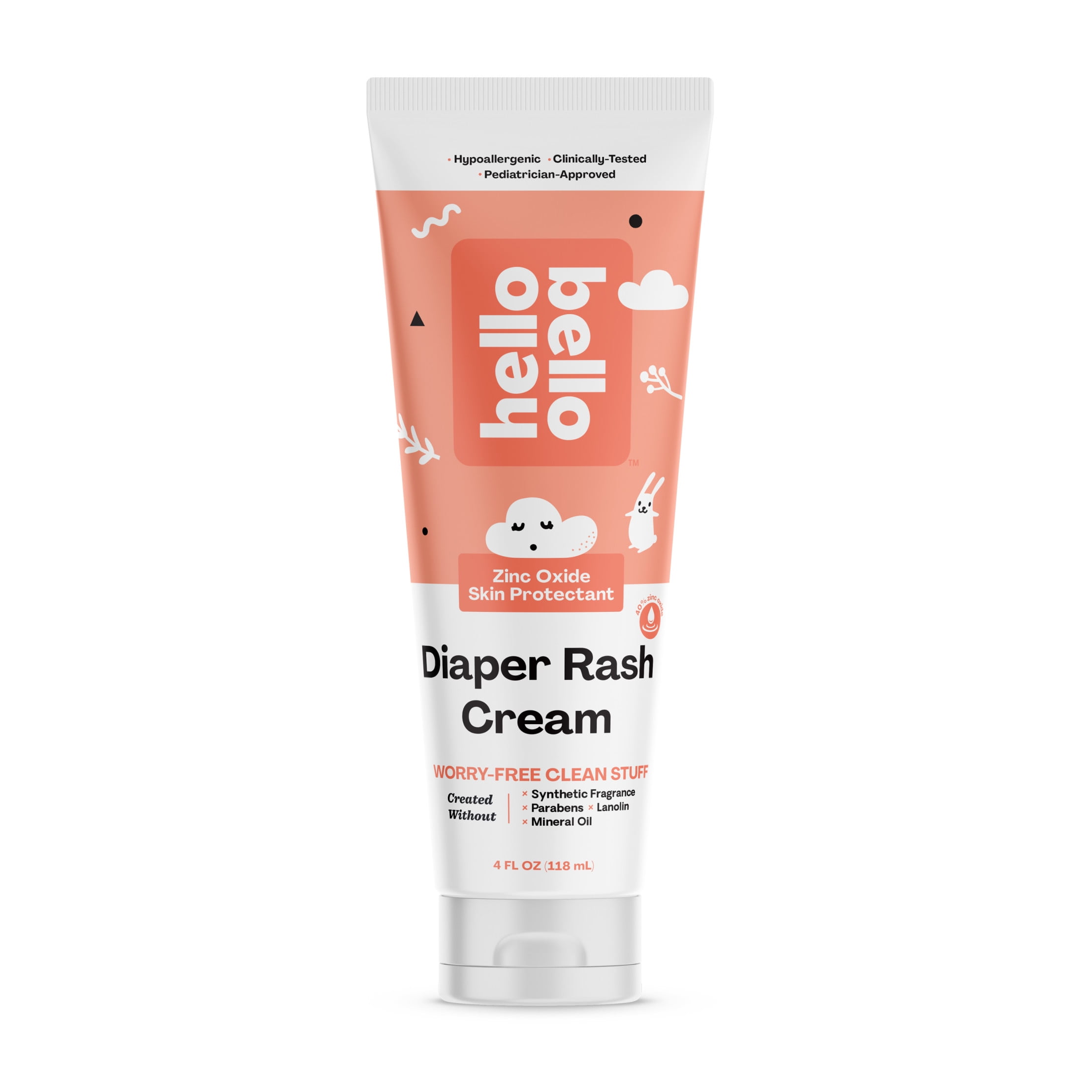 Hello Bello Diaper Rash Cream, Hypoallergenic & Soothing with Zinc Oxide for Infants, 4 oz