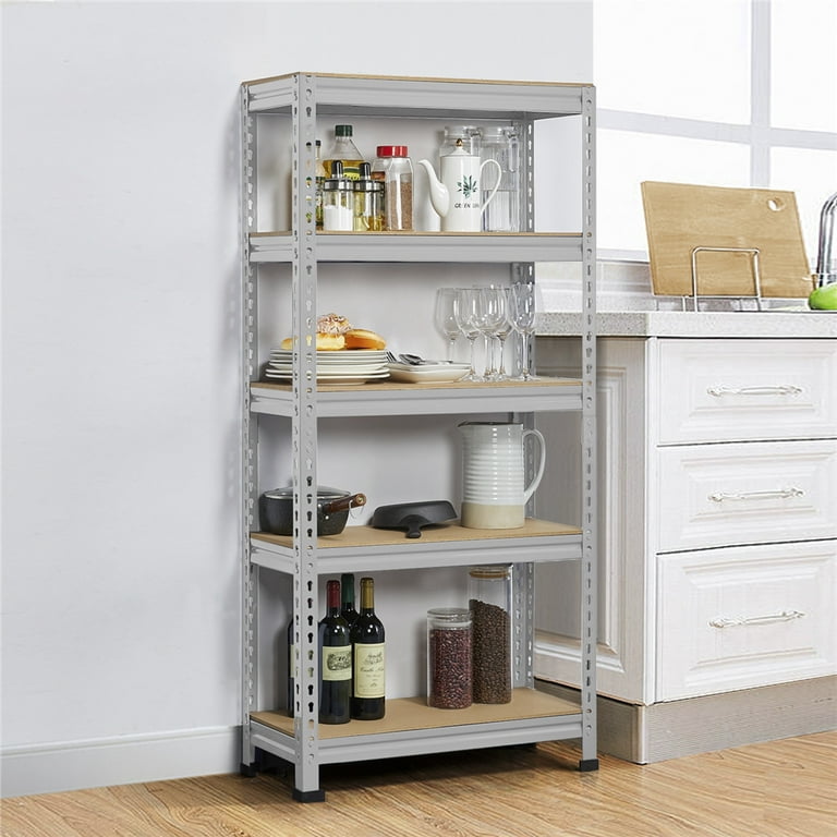 Easyfashion 12W x 27.6D x 59H 5-Shelf Freestanding Shelves, Light Gray 