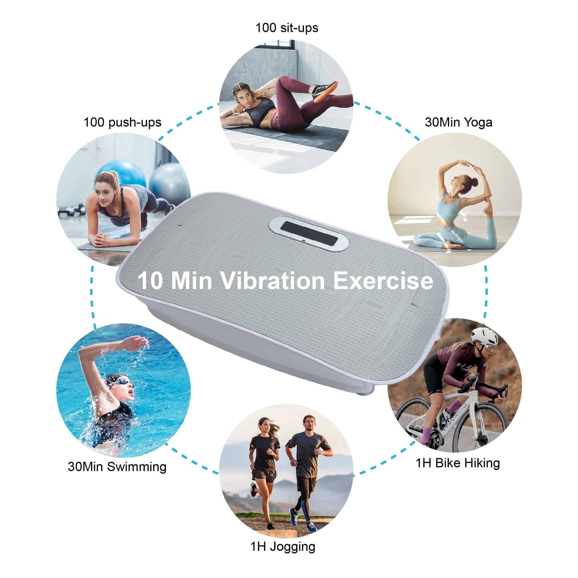 Lisonu Vibration Platform Machine, Grey Whole Body Fitness Plate with Bluetooth Music Sync, Remote, 10 Speeds & Anti-Static Pedals, 440lb Capacity for Home Workout