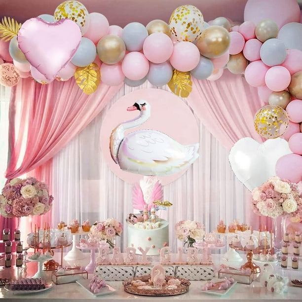 AOWEE Swan Theme Birthday Decorations Girls, Pink Party Decoration ...