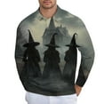 thumbnail image 6 of Men's Halloween Casual Long Sleeve Shirts Half Button Casual Pullover Trendy Fall Tops, 6 of 6